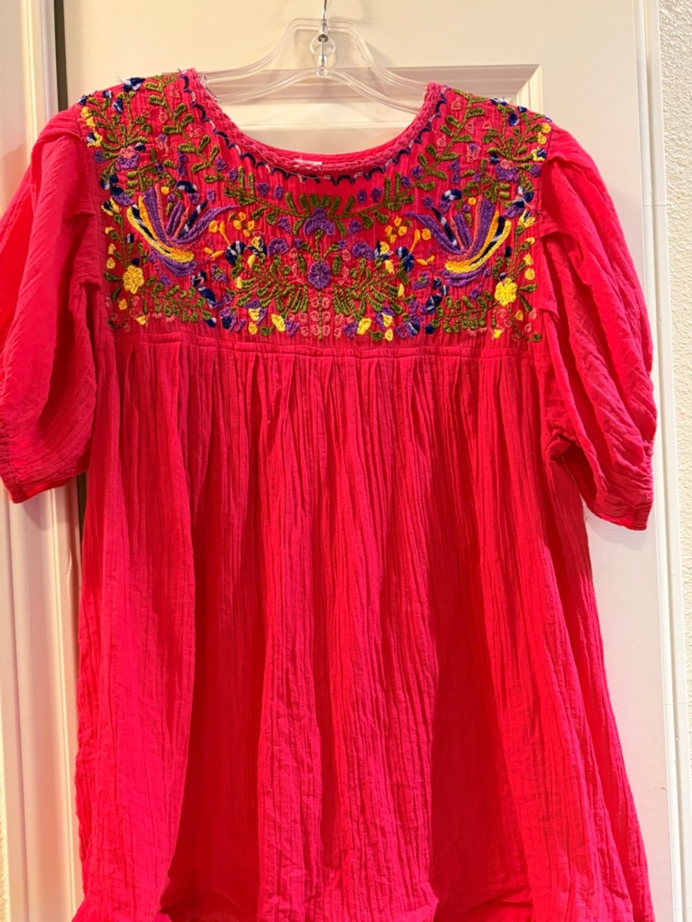 Raj Hot Pink Cotton Blouse with Textured Weave